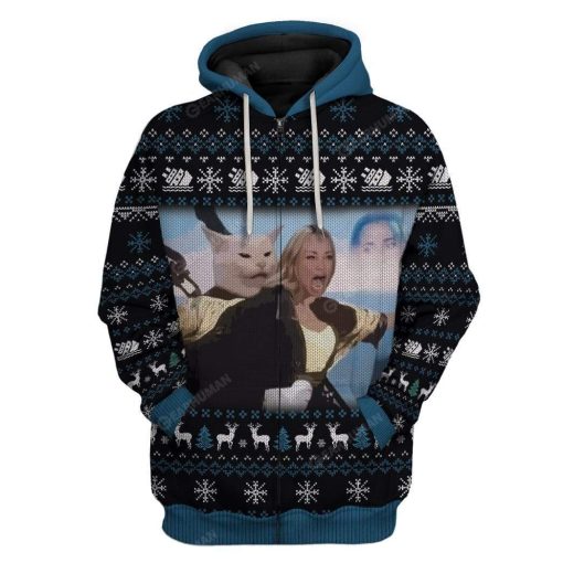 Ugly Cattanic Custom T-Shirts Hoodies Apparel MV-AT2611193 3D Custom Fleece Hoodies Zip Hoodie S