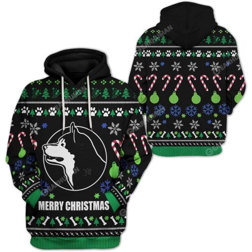 Ugly Christmas Alaskan Malamute Dog Breed Custom Sweater Apparel HD-AT25111915 3D Custom Fleece Hoodies