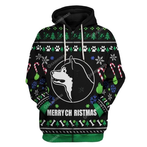 Ugly Christmas Alaskan Malamute Dog Breed Custom Sweater Apparel HD-AT25111915 3D Custom Fleece Hoodies Zip Hoodie S