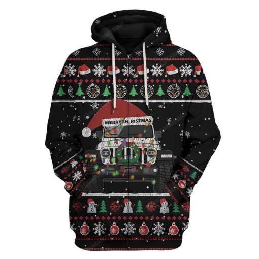 Ugly Christmas Car Custom T-shirt - Hoodies Apparel HD-TA21111902 3D Custom Fleece Hoodies Zip Hoodie S