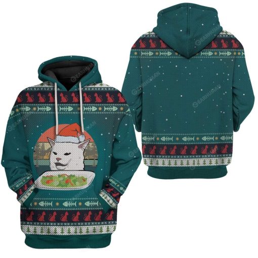 Ugly Christmas Cat Custom T-shirt - Hoodies Apparel HD-AT16111916 3D Custom Fleece Hoodies