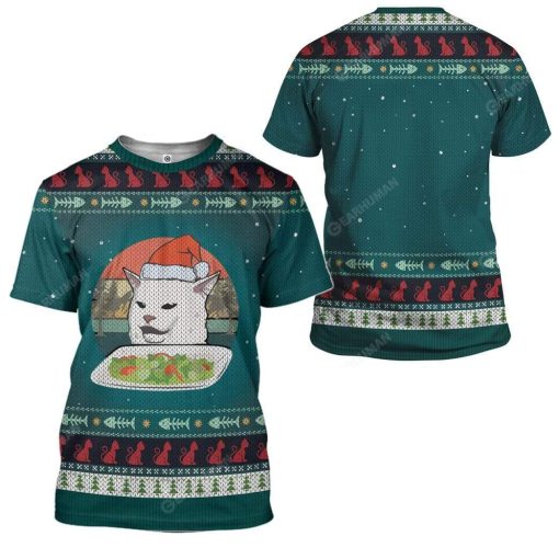 Ugly Christmas Cat Custom T-shirt - Hoodies Apparel HD-AT16111916 3D Custom Fleece Hoodies