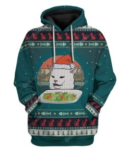 Ugly Christmas Cat Custom T-shirt - Hoodies Apparel HD-AT16111916 3D Custom Fleece Hoodies Hoodie S 