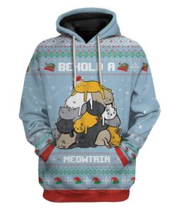 Ugly Christmas Cat Custom T-shirt - Hoodies Apparel HD-AT19111912 3D Custom Fleece Hoodies Hoodie S 