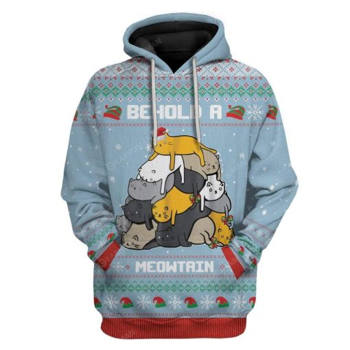 Ugly Christmas Cat Custom T-shirt - Hoodies Apparel HD-AT19111912 3D Custom Fleece Hoodies Hoodie S