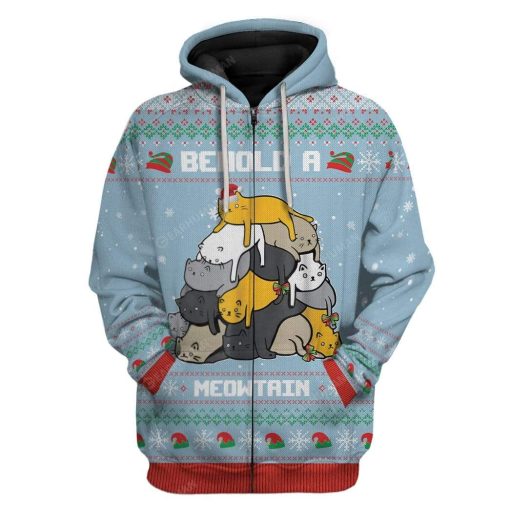 Ugly Christmas Cat Custom T-shirt - Hoodies Apparel HD-AT19111912 3D Custom Fleece Hoodies Zip Hoodie S