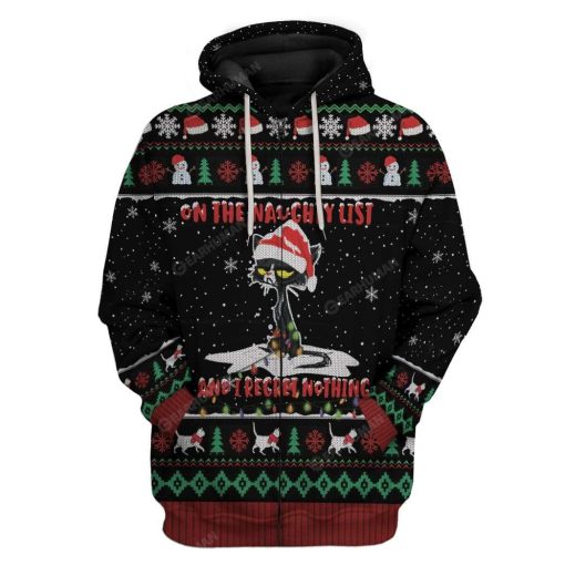 Ugly Christmas Cat Custom T-shirt - Hoodies Apparel HD-DT16111923 3D Custom Fleece Hoodies Zip Hoodie S