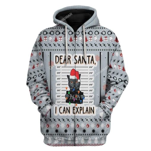 Ugly Christmas Cat Custom T-shirt - Hoodies Apparel HD-TA15111909 3D Custom Fleece Hoodies Zip Hoodie S