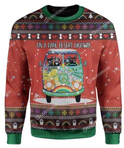 Ugly Christmas Cat On A Dark Desert Highway Sweater Apparel CT-TA2711196 Ugly Christmas Sweater Long Sleeve S 
