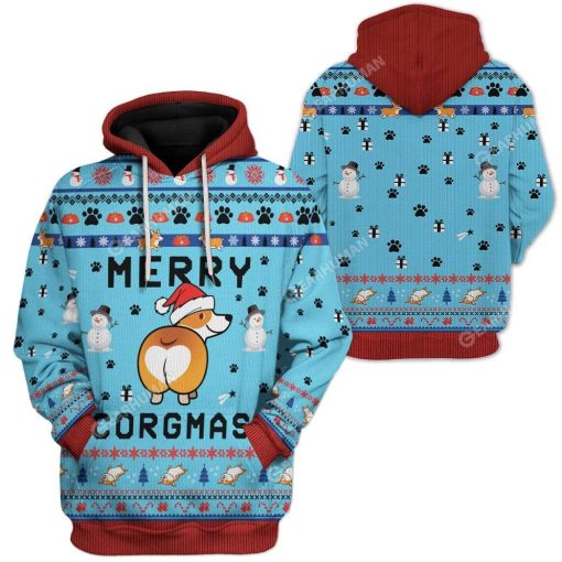 Gearhumans Ugly Christmas Corgi Custom T-shirt - Hoodies Apparel 12 Ugly Christmas Corgi Custom T-shirt - Hoodies Apparel HD-TA15111906 3D Custom Fleece Hoodies