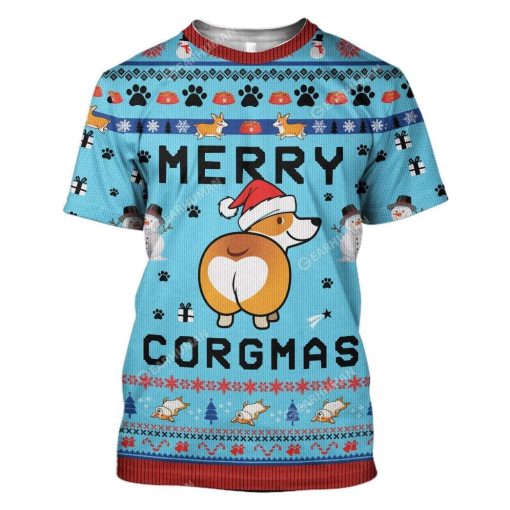 Gearhumans Ugly Christmas Corgi Custom T-shirt - Hoodies Apparel 10 Ugly Christmas Corgi Custom T-shirt - Hoodies Apparel HD-TA15111906 3D Custom Fleece Hoodies T-Shirt S