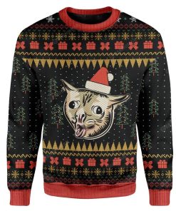 Ugly Christmas Coughing Cat Meme Sweater Apparel CT-AT2711194 Ugly Christmas Sweater Long Sleeve S 