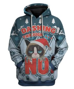 Ugly Christmas Dashing Through Grumpy Cat Custom T-Shirts Hoodies Apparel HD-TA22111911 3D Custom Fleece Hoodies Hoodie S 