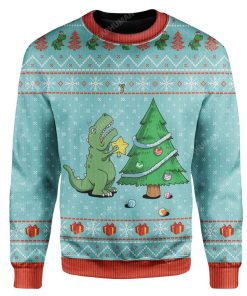 Ugly Christmas Dinosaur Custom Sweater Apparel HD-AT21111925 Ugly Christmas Sweater Long Sleeve S 