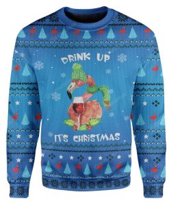 Ugly Christmas Drinking Flamingo Custom Sweater Apparel HD-TA25111908 Ugly Christmas Sweater Long Sleeve S 