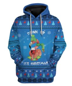 Ugly Christmas Drinking Flamingo Custom T-Shirts Hoodies Apparel HD-TA25111908 3D Custom Fleece Hoodies Hoodie S 