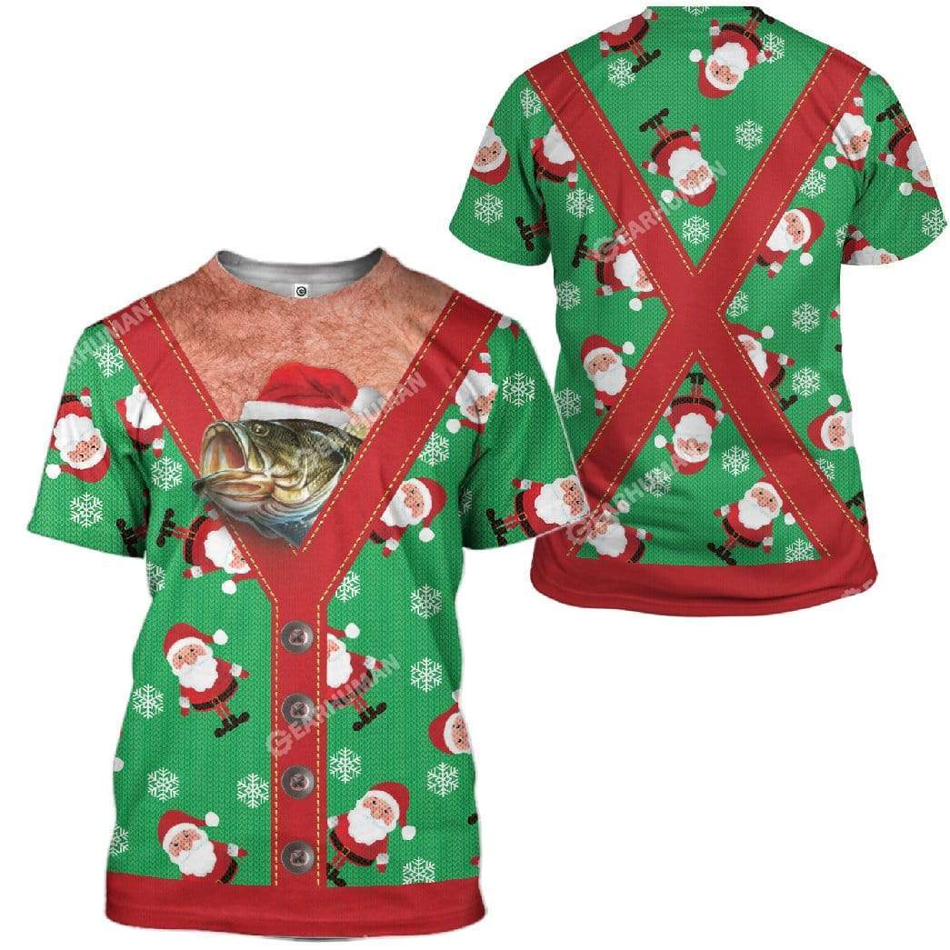 Gearhumans Ugly Christmas Fish Custom T-shirt - Hoodies Apparel 7 Ugly Christmas Fish Custom T-shirt - Hoodies Apparel HD-TA19111909 3D Custom Fleece Hoodies