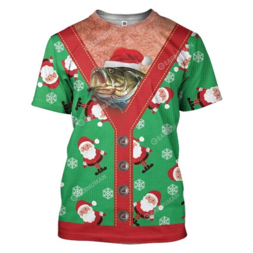 Gearhumans Ugly Christmas Fish Custom T-shirt - Hoodies Apparel 10 Ugly Christmas Fish Custom T-shirt - Hoodies Apparel HD-TA19111909 3D Custom Fleece Hoodies T-Shirt S
