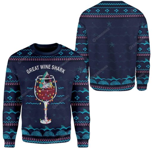 Ugly Christmas Great Wine Shark Custom Sweater Apparel AN-TA2711197 Ugly Christmas Sweater
