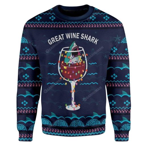 Ugly Christmas Great Wine Shark Custom Sweater Apparel AN-TA2711197 Ugly Christmas Sweater Long Sleeve S
