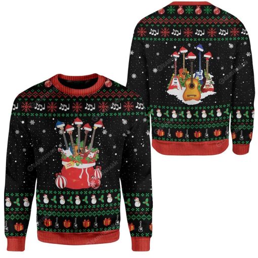 Ugly Christmas Guitars Santa Custom Sweater Apparel HD-DT25111910 Ugly Christmas Sweater