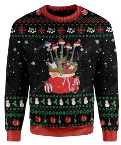 Ugly Christmas Guitars Santa Custom Sweater Apparel HD-DT25111910 Ugly Christmas Sweater Long Sleeve S 