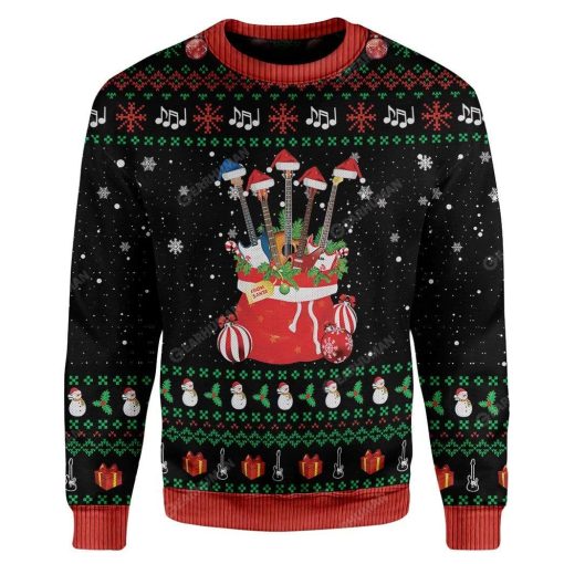 Ugly Christmas Guitars Santa Custom Sweater Apparel HD-DT25111910 Ugly Christmas Sweater Long Sleeve S