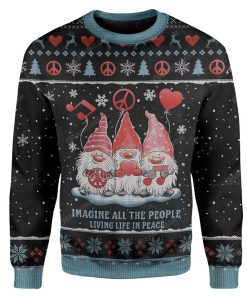 Ugly Christmas Imagine All The People Living Life In Peace Custom Sweater Apparel HD-DT25111909 Ugly Christmas Sweater Long Sleeve S 