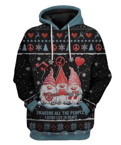 Ugly Christmas Imagine All The People Living Life In Peace Custom T-Shirts Hoodies Apparel HD-DT25111909 3D Custom Fleece Hoodies Hoodie S 