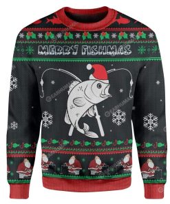 Ugly Christmas Merry Fishmas Custom Sweater Apparel FI-DT2711193 Ugly Christmas Sweater Long Sleeve S 