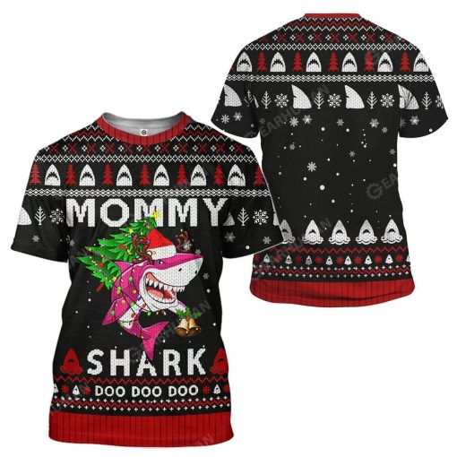 Ugly Christmas Mommy Shark Custom T-Shirts Hoodie Apparel HD-TA25111918 3D Custom Fleece Hoodies