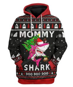 Ugly Christmas Mommy Shark Custom T-Shirts Hoodie Apparel HD-TA25111918 3D Custom Fleece Hoodies Hoodie S 