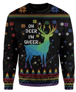 Ugly Christmas Oh Deer I'm Queer Custom Sweater Apparel HD-TA18111908 Ugly Christmas Sweater Long Sleeve S 