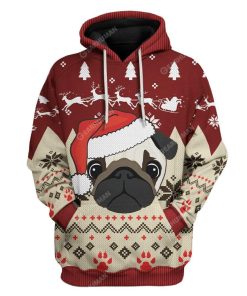 Ugly Christmas Pug In A Santa Hat Hoodie T-Shirts Apparel DG-AT2911191 3D Custom Fleece Hoodies Hoodie S 