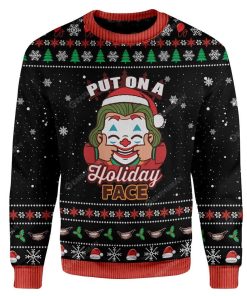 Ugly Christmas Put on a Holiday Face Sweater Apparel HD-QM2611196 3D Custom Fleece Hoodies Long Sleeve S