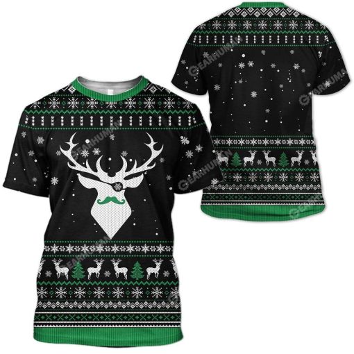 Ugly Christmas Reindeer Custom T-shirt - Hoodies Apparel HD-AT18111905 3D Custom Fleece Hoodies