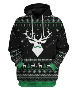 Ugly Christmas Reindeer Custom T-shirt - Hoodies Apparel HD-AT18111905 3D Custom Fleece Hoodies Hoodie S 