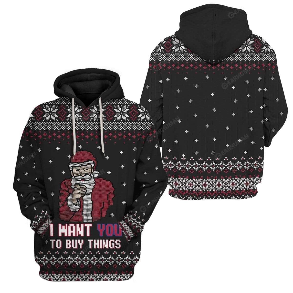 Gearhumans Ugly Christmas Santa Custom T-shirt - Hoodies Apparel 5 Ugly Christmas Santa Custom T-shirt - Hoodies Apparel HD-AT13111919 3D Custom Fleece Hoodies
