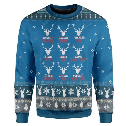 Ugly Christmas Santa's Reindeer Hunting Custom Sweater Apparel HD-TA25111903 3D Custom Fleece Hoodies Long Sleeve M