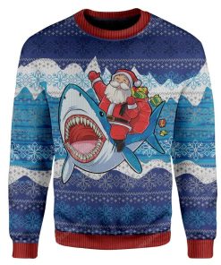 Ugly Christmas Shark And Santa Custom Sweater Apparel HD-TT13111916 Ugly Christmas Sweater Long Sleeve S 
