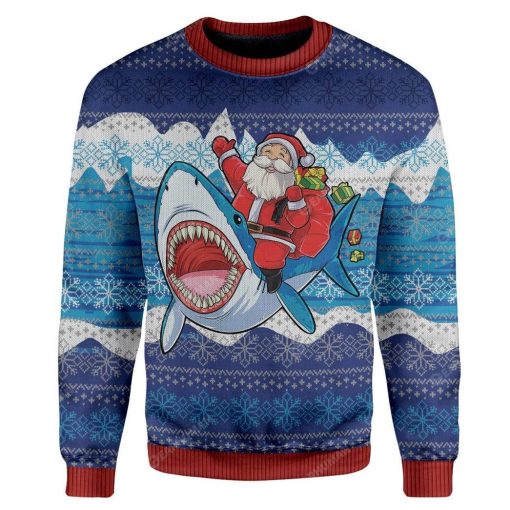 Ugly Christmas Shark And Santa Custom Sweater Apparel HD-TT13111916 Ugly Christmas Sweater Long Sleeve S