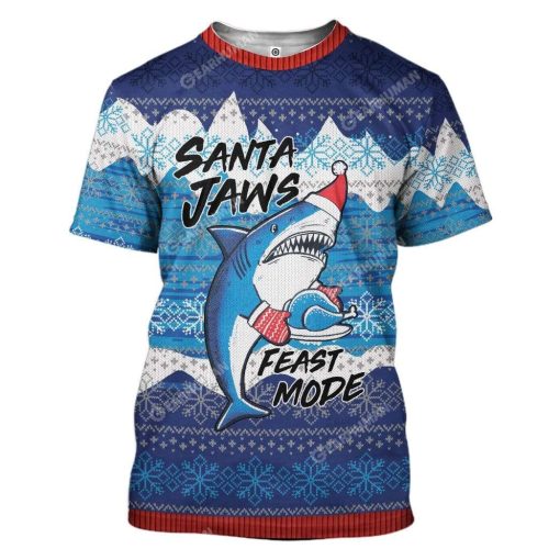 Ugly Christmas Shark Custom T-shirt - Hoodies Apparel HD-TA22111912 3D Custom Fleece Hoodies T-Shirt S