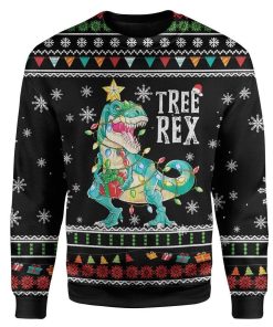 Ugly Christmas Tree T-Rex Custom Sweater Apparel HD-AT21111905 Ugly Christmas Sweater Long Sleeve S 