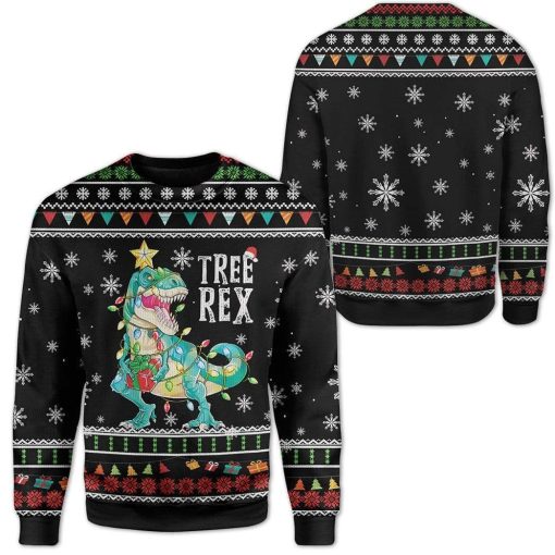Ugly Christmas Tree T-Rex Custom T-shirt - Hoodies Apparel HD-AT21111905 3D Custom Fleece Hoodies