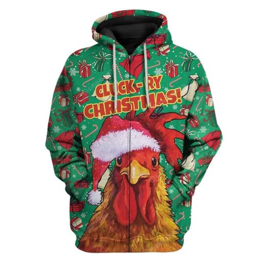 Ugly Cluck-ry Christmas Custom T-shirt - Hoodies Apparel HD-TT21111917 3D Custom Fleece Hoodies Zip Hoodie S