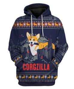 Ugly Corgzilla Christmas Custom T-Shirts Hoodies Apparel DG-TA3011195 3D Custom Fleece Hoodies Hoodie S