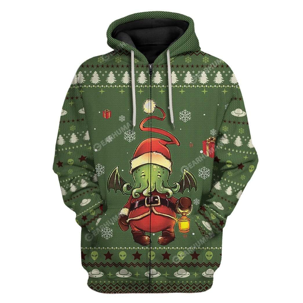 Gearhumans Ugly Cthulhu Custom T-shirt - Hoodies Apparel 4 Ugly Cthulhu Custom T-shirt - Hoodies Apparel HD-TA15111913 3D Custom Fleece Hoodies Zip Hoodie S