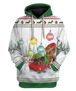 Ugly Dachshund Through The Snow Christmas Custom T-Shirts Hoodies Apparel DG-TA0212191 3D Custom Fleece Hoodies Hoodie S 