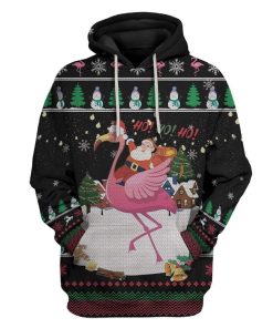 Ugly Flamingo And Santa Custom T-shirt - Hoodies Apparel HD-TT07111917 3D Custom Fleece Hoodies Hoodie S 