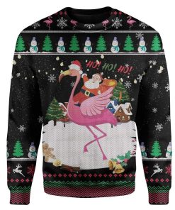 Ugly Flamingo And Santa Custom T-shirt - Hoodies Apparel HD-TT07111917 Ugly Christmas Sweater Long Sleeve S 